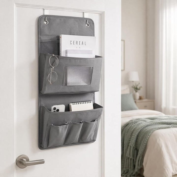 Hängeorganizer 2erSet mit 4Haken,Wasserfester Wandorganizer aus Oxford-Stoff mit 6 Taschen,Faltbare