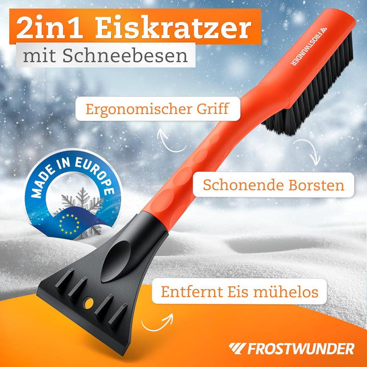 [Das Original - Eiskratzer Auto mit Besen - 41cm Profi Schneebesen Auto mit schonenden Borsten - Lei