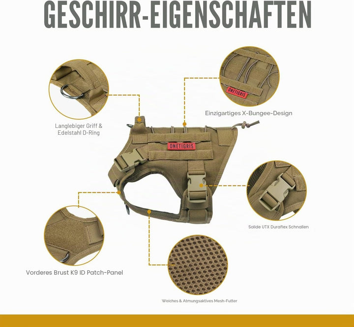 OneTigris Hundegeschirr FIRE Watcher Taktische Hundeweste MOLLE Hundeausbildung Service Hunde Geschi