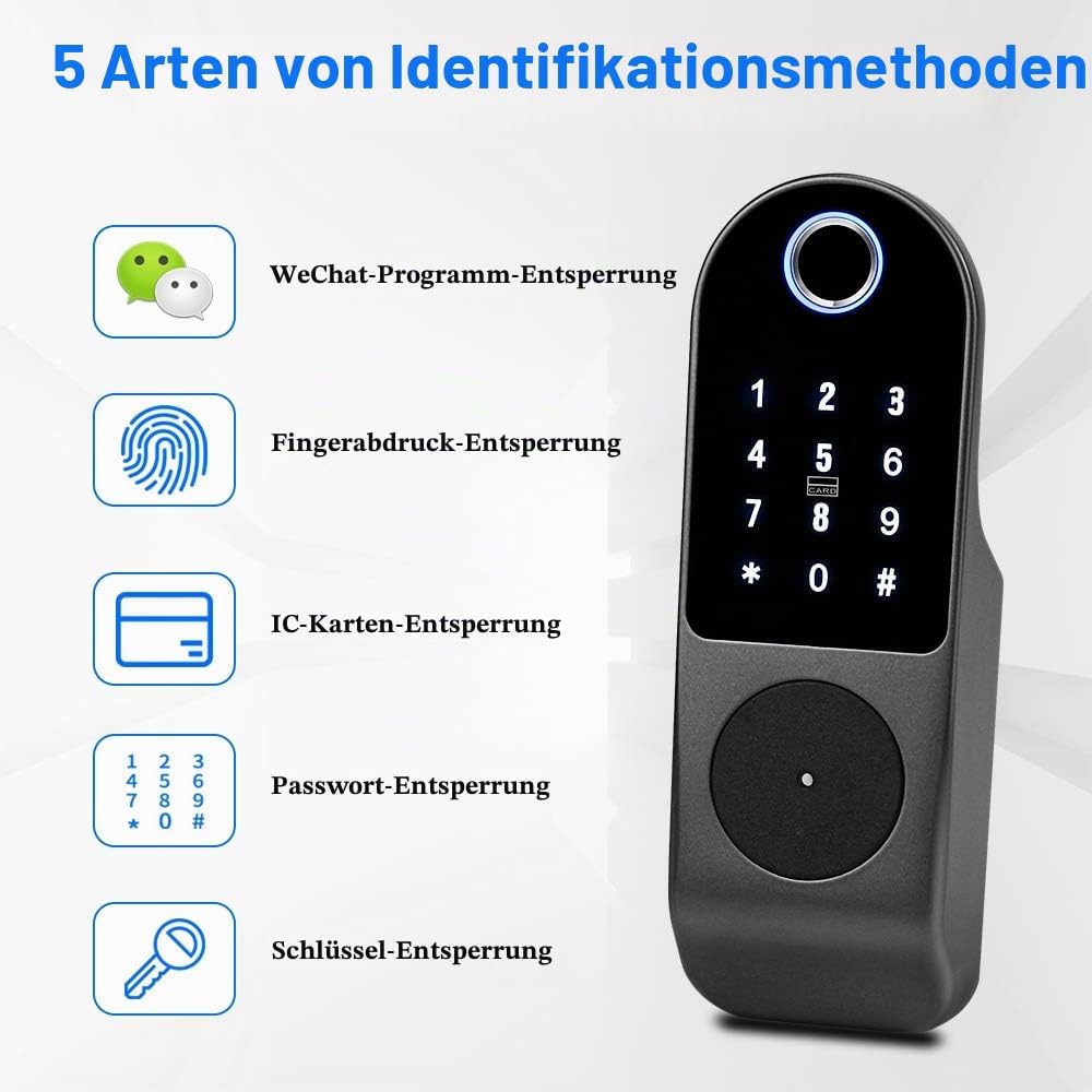 FTSTech Elektronisches Smart Lock Biometrischer Fingerabdruck Türschloss Virtuelles Passwort Wechat