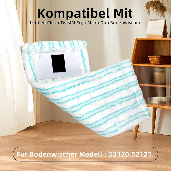 6 Stück Wischbezug Set für leifheit Clean Twist M Ergo Micro Duo, Saugfähiger Mikrofaser Bodenwische
