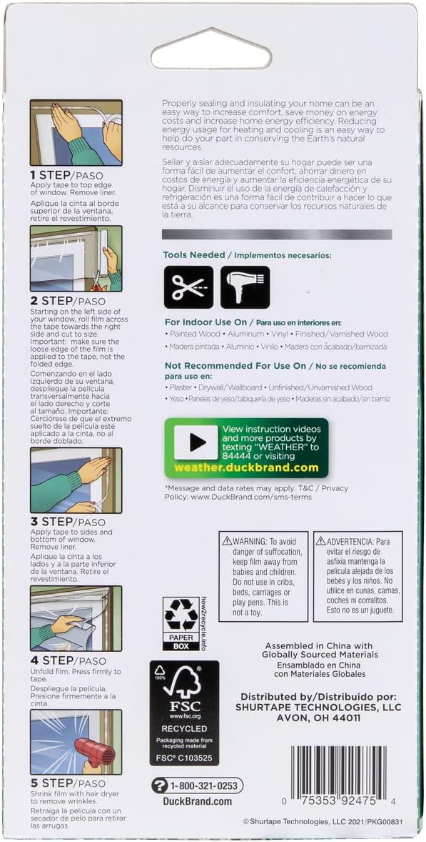 Duck Brand Isolierkit für gerollte Fenster: 62 in. x 420 in. (klar) / 10 stücke