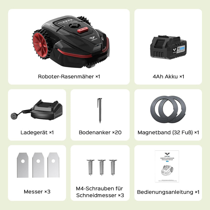 V3 Mähroboter ohne Begrenzungskabel, KI-Visionsnavigation, 150+ Hinderniserkennung, App-Steuerung, b