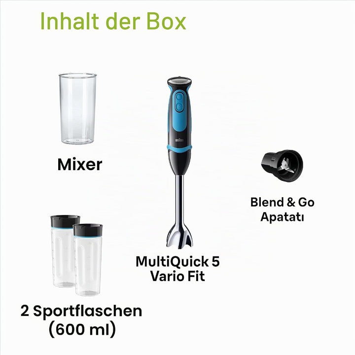 Braun Stabmixer MultiQuick 5 Vario Fit MQ 5252 BKBL - Pürierstab mit Edelstahl Mixfuss und Blend & G