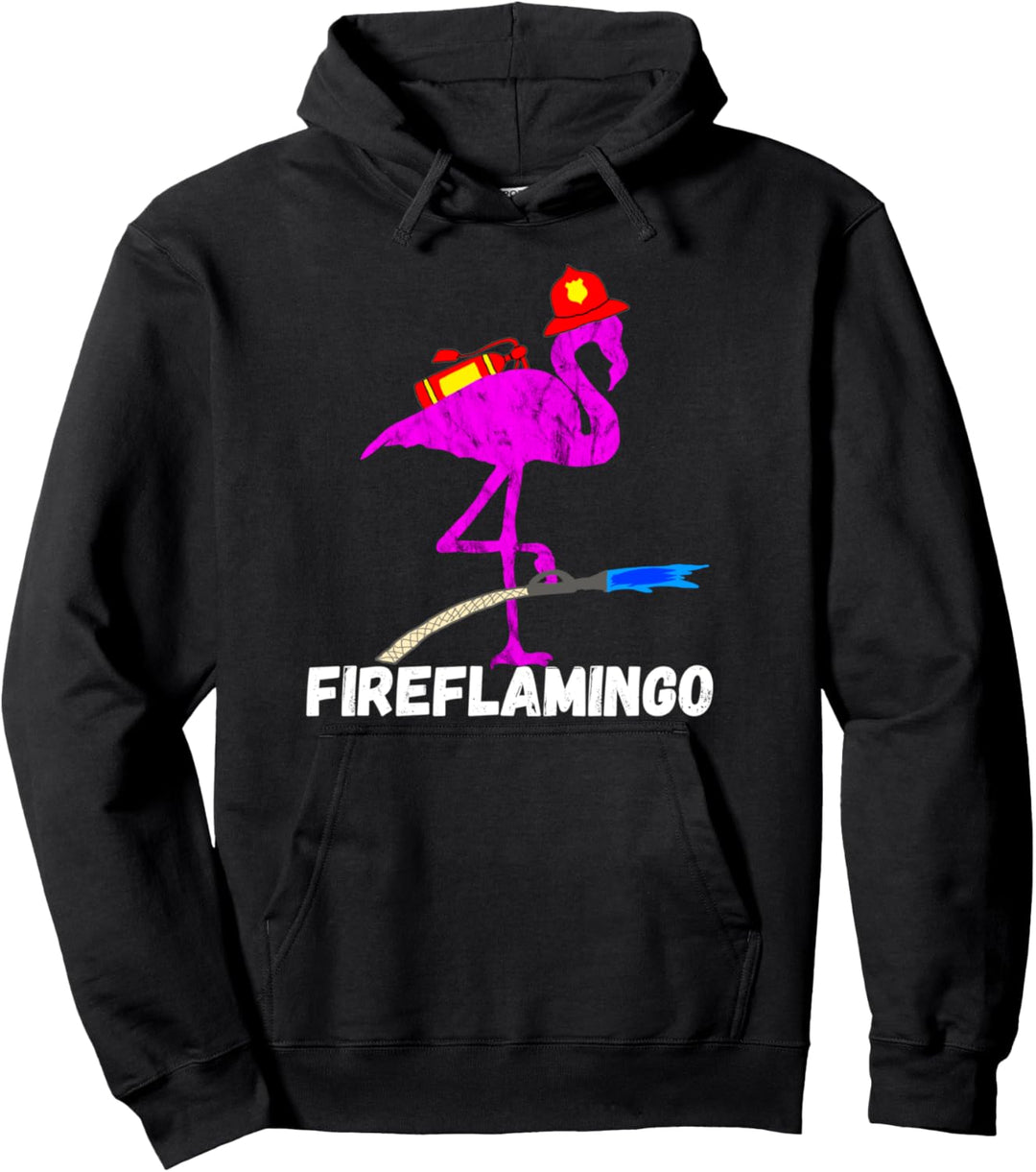 Feuerwehr Flamingo Feuerwehrmann Exotischer Vogel Pullover Hoodie