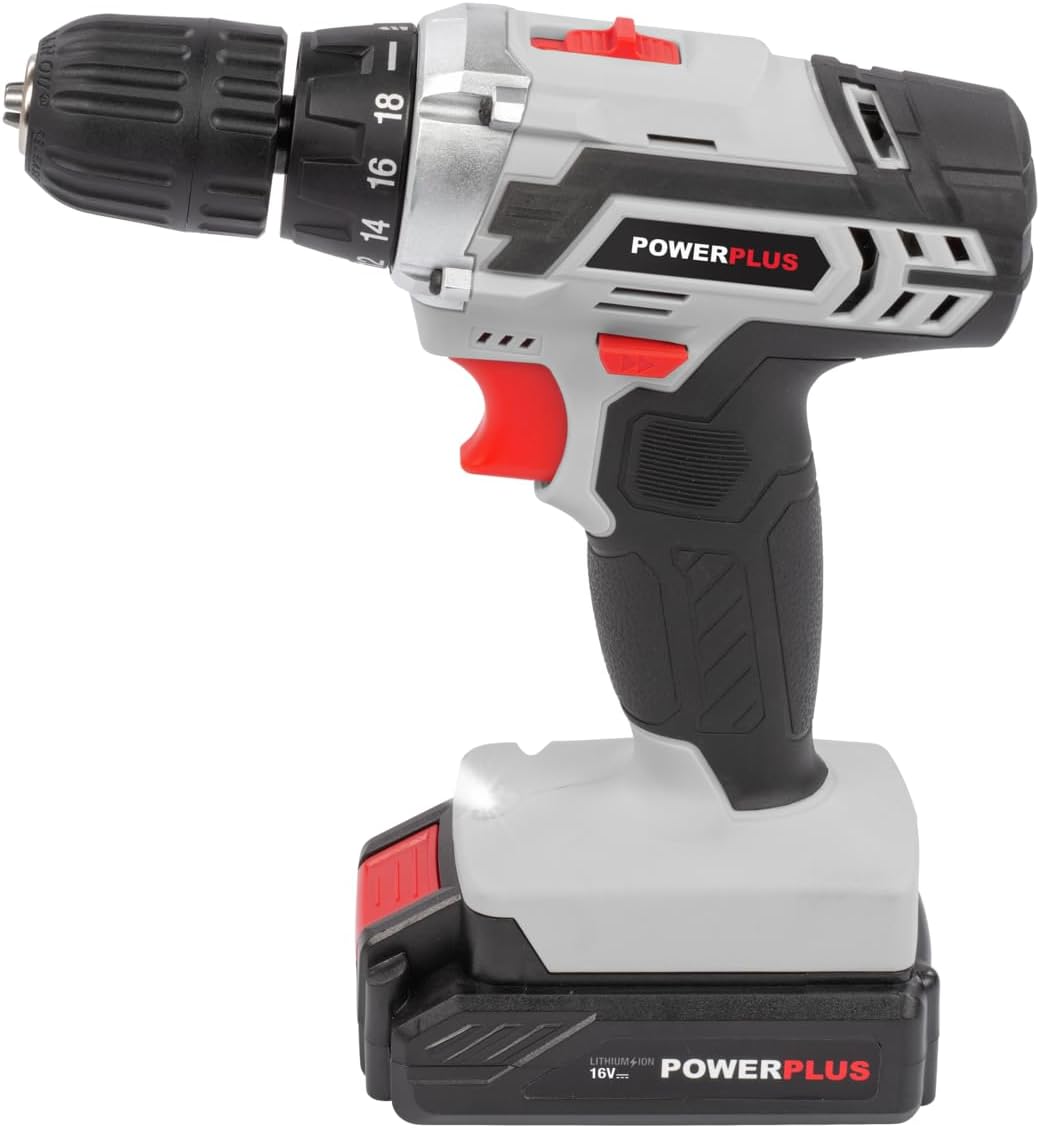 Powerplus Akkuschrauber & Akkubohrer POWC1061 - Akku Schraubendreher 16V, Inkl. 1 x 1,3Ah Akku und L