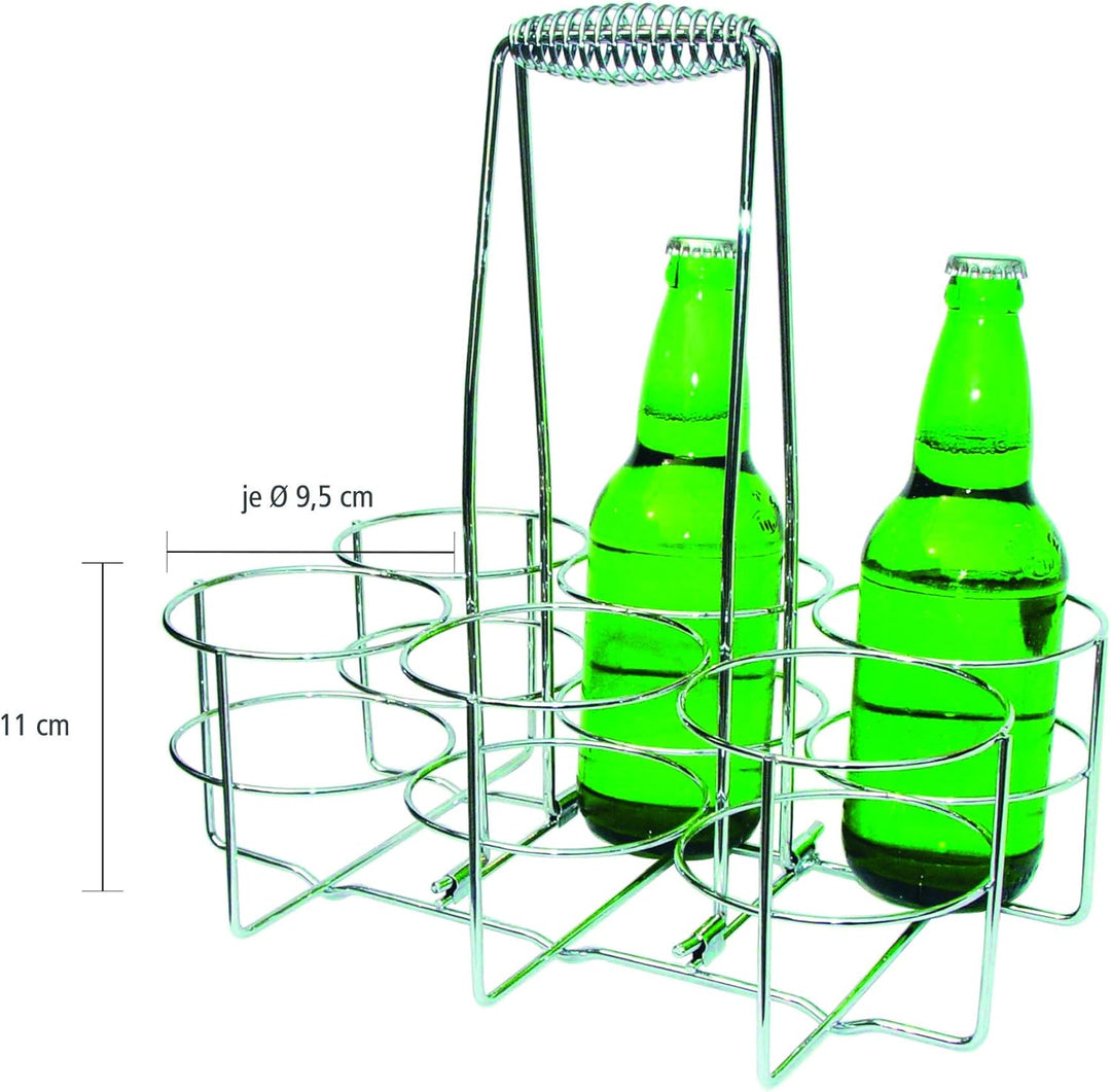 APS Flaschenträger, Flaschenkorb, Flaschenbehältnis für 6 Flaschen, Ring Ø 9,5 cm, 21,5 x 32 cm, Höh