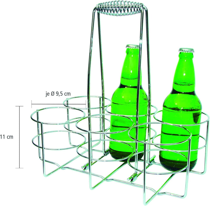 APS Flaschenträger, Flaschenkorb, Flaschenbehältnis für 6 Flaschen, Ring Ø 9,5 cm, 21,5 x 32 cm, Höh