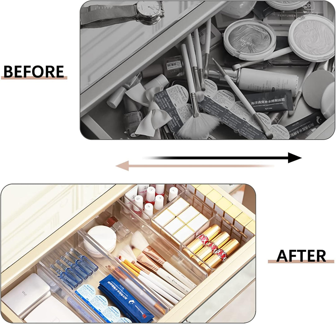 Kosmetik Organizer Set Make Up Organizer aus Acryl Schubladen Ordnungssystem mit 7 Fächern Stapelbar