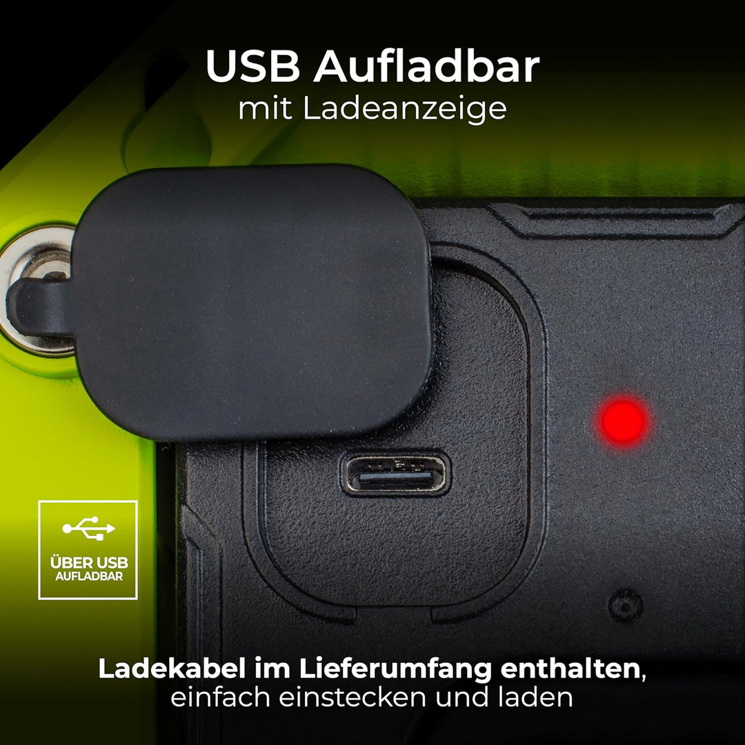 Luceco LED-Kompakt-Magnet-Arbeitsleuchte mit USB-Anschlüssen, 2 Leuchtmodi, Tragegriff und Haken, In