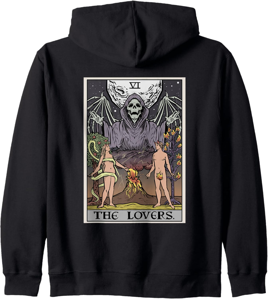 The Lovers Tarot-Karte Sensenmann Halloween Gothic Horror Kapuzenjacke