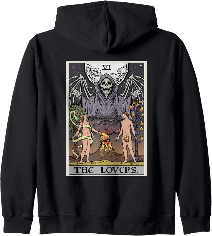 The Lovers Tarot-Karte Sensenmann Halloween Gothic Horror Kapuzenjacke