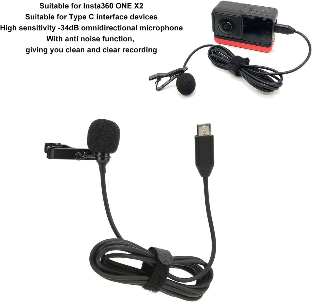 Goshyda Lavalier-Mikrofon, Typ C HiFi Sound Ansteckmikrofon Noise Cancelling Omnidirektionales Mikro