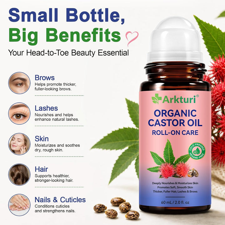 Bio-rizinusöl Rosenquarz-Roller, Organic Castor Oil with Rose quartz roller, 100% Cold Pressed, Natü