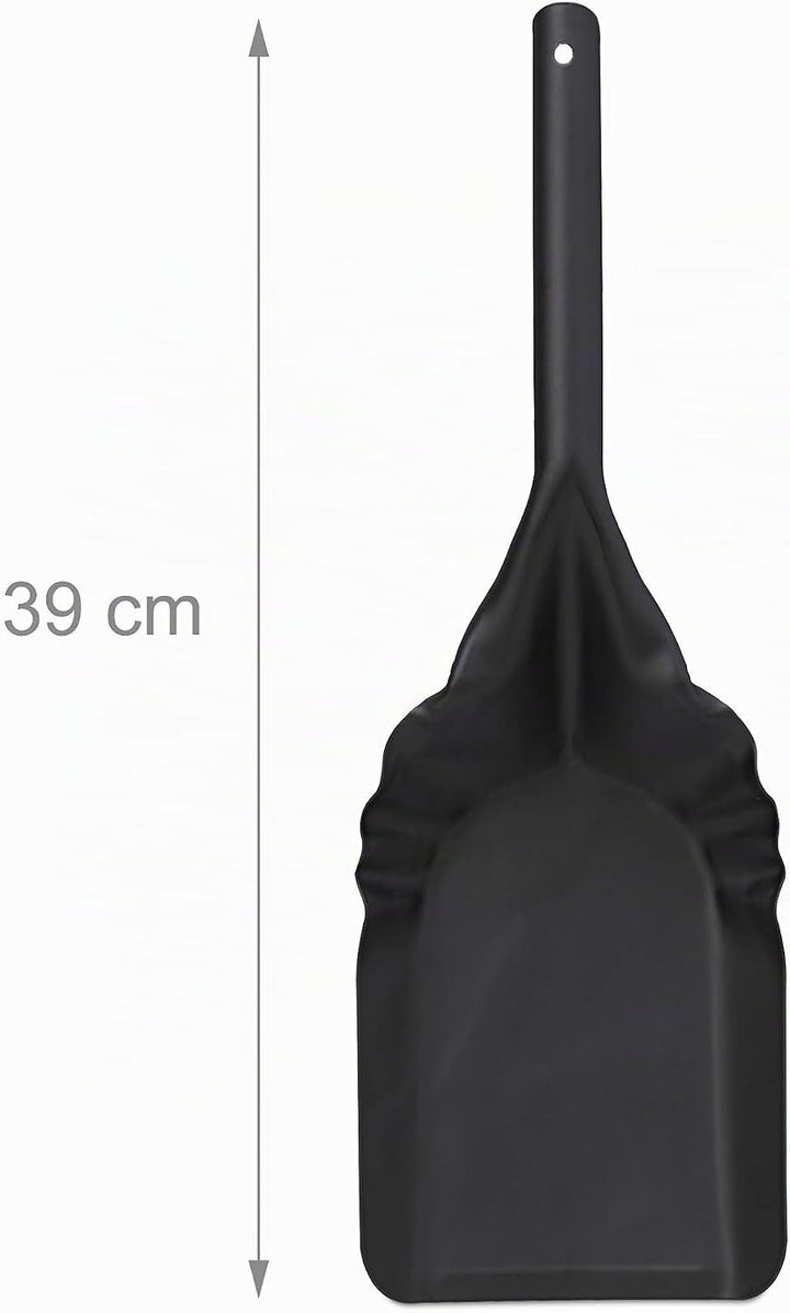 Relaxdays, schwarz Ascheeimer mit Deckel und Schaufel, Stahl, Kohleeimer mit Henkel, 19 L, Aschescha
