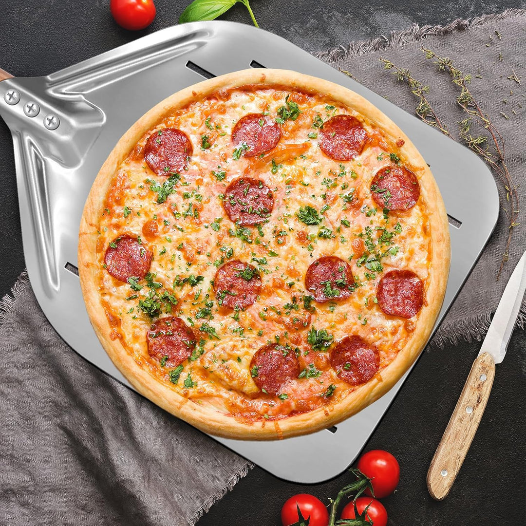 Pizzaschieber Perforiert Pizza Schieber Gross 40 × 30cm Pizzaschaufel 12 Zoll mit 38cm Abnehmbaren H
