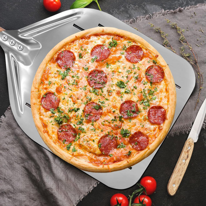 Pizzaschieber Perforiert Pizza Schieber Gross 40 × 30cm Pizzaschaufel 12 Zoll mit 38cm Abnehmbaren H