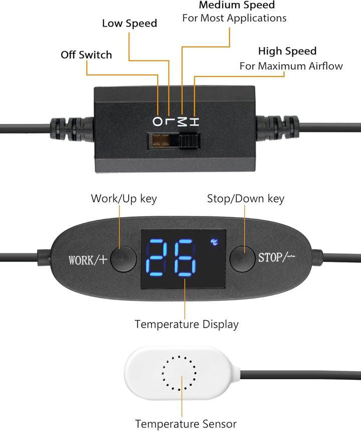 euroharry 80mm Digitalanzeige temperaturgesteuertes leises Lüftersystem, 5V-Lüfter mit modernem gebü