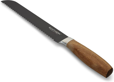 Echtwerk Brotmesser Black-Edition, Küchenmesser, aus hochwertigem Edelstahl, mit Wellenschliff, ergo