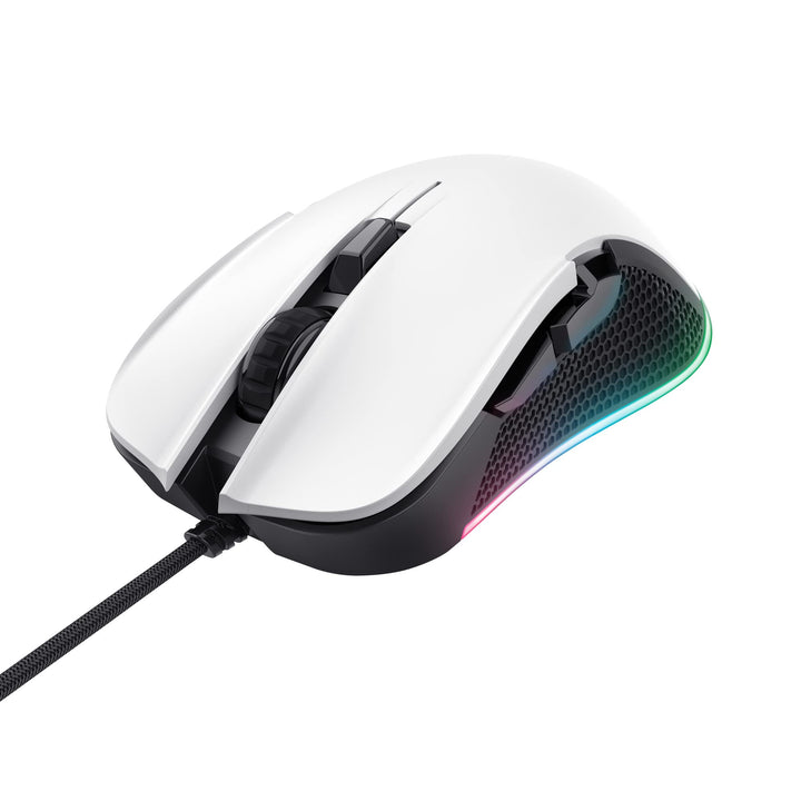 Trust Gaming GXT 922W Ybar Gaming Maus mit RGB LED-Beleuchtung, 200-7200 DPI, USB Kabel 2,1 m, Erwei