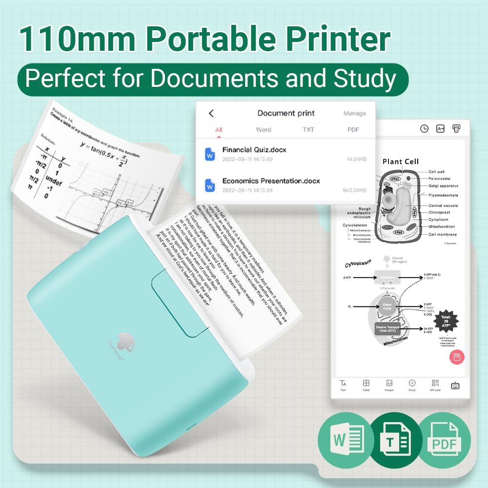Phomemo M04S 300 DPI Mini Handy Sticker Thermodrucker – Tragbarer Bluetooth Drucker, 53/80/110 mm Dr