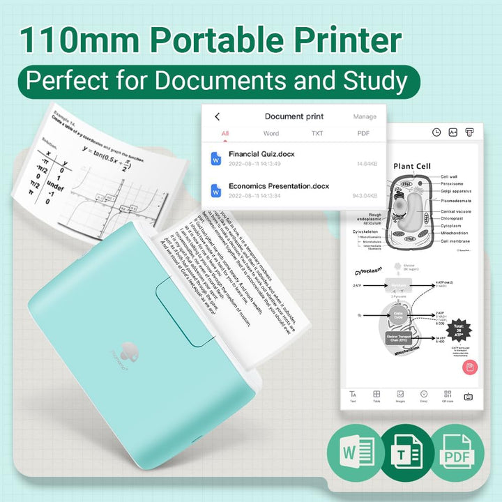 Phomemo M04S 300 DPI Mini Handy Sticker Thermodrucker – Tragbarer Bluetooth Drucker, 53/80/110 mm Dr