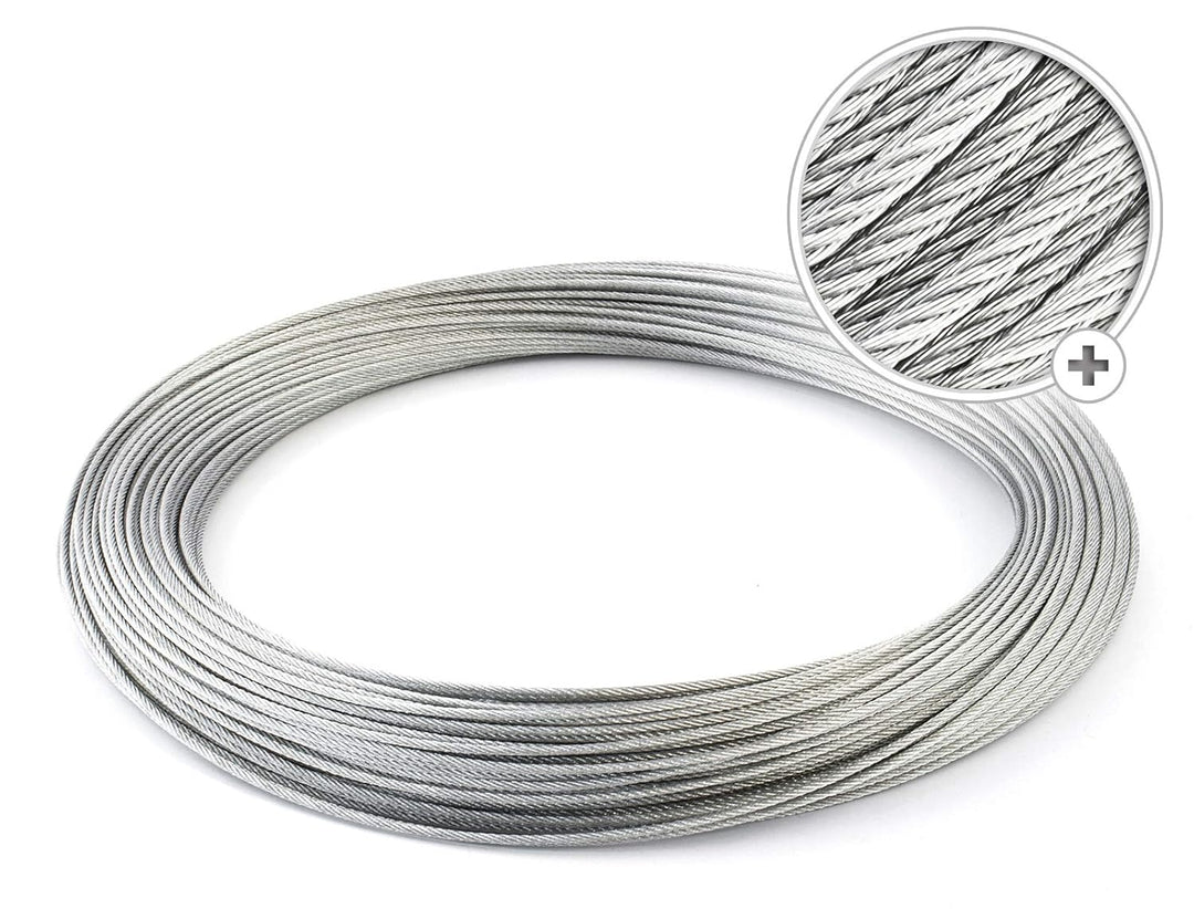 20 m Drahtseil 5mm TOP ARTIKEL 6x19 Stahlseil verzinkt Drahtseil Seil Stahl Draht Forstseil Windense