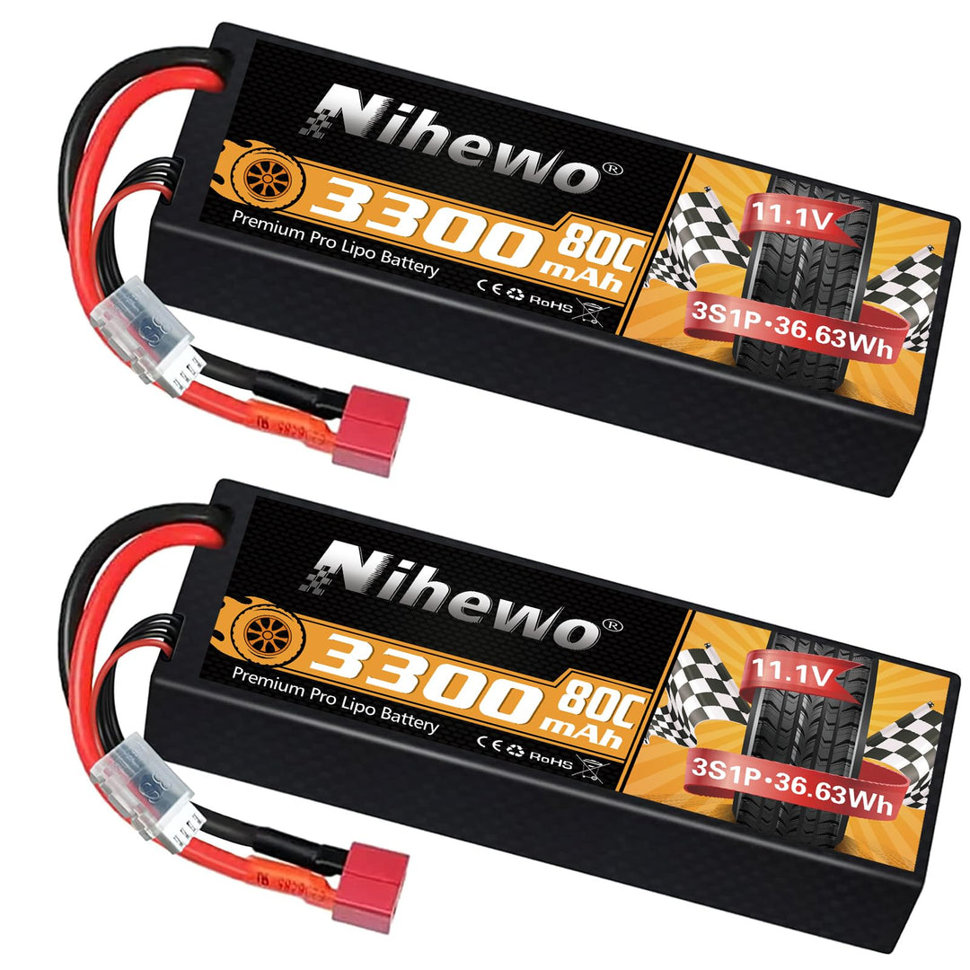 3S LiPo Akku 11,1 V RC Lipo Akkus 3300mAh 80C Hartschalenkoffer mit Deans T Stecker Kompatibel mit L