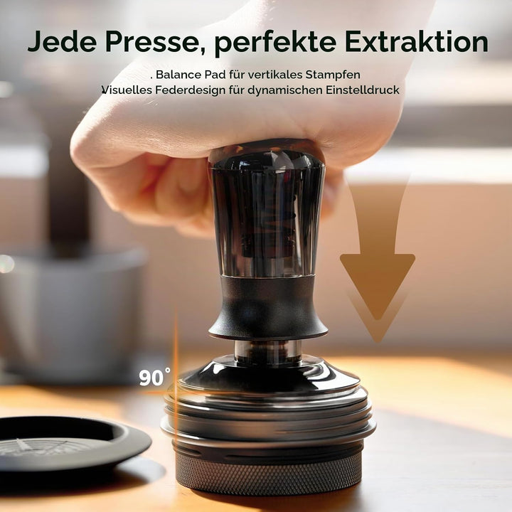 IKAPE 51-mm-Kaffeetamper für Espresso, federkalibrierter Tamper mit halbtransparentem Design, Tamper