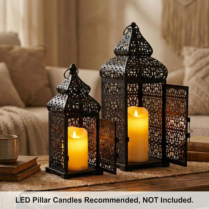 Vela Lanterns Temple Marokkanischer Stil Kerzenlaternen, Schwarz, 2 Stück Set of 2 Schwarz, Set of 2