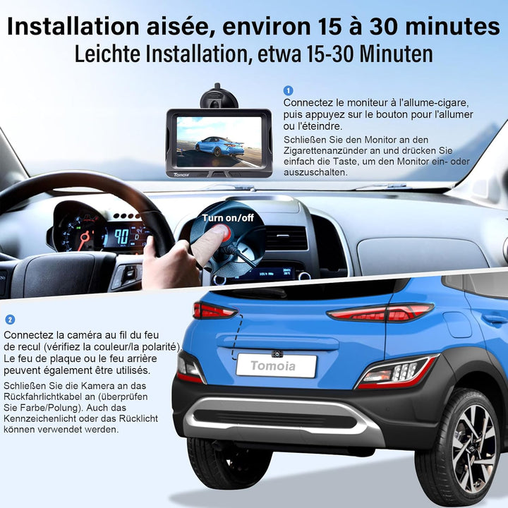 Kabellos Rückfahrkamera 5 Zoll Monitor HD 1080P Bluetooth Reversing Camera für LKW Auto Van Camper Z