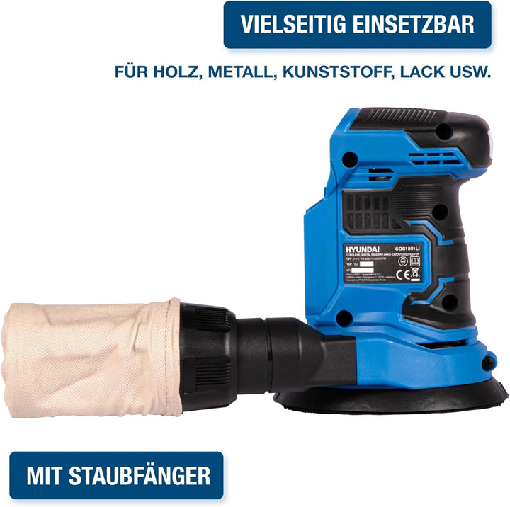HYUNDAI Akku-Exzenterschleifer COS1801LI, Schwingschleifer, Schleifmaschine, Schleifer, Schleifgerät