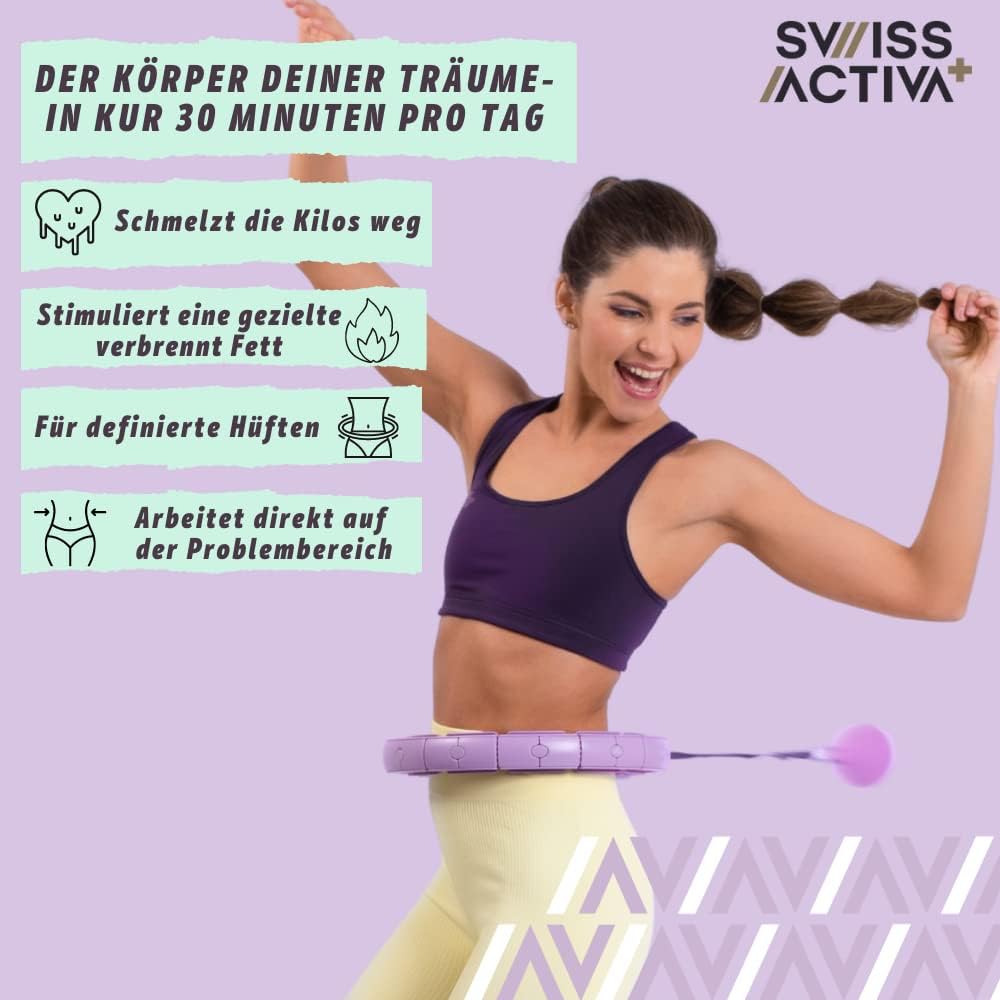 Swiss Activa+ Smart Hula Hoop mit Zähler- Hula Hoop der Nicht runter fällt - Smart Hula Hoop Reifen