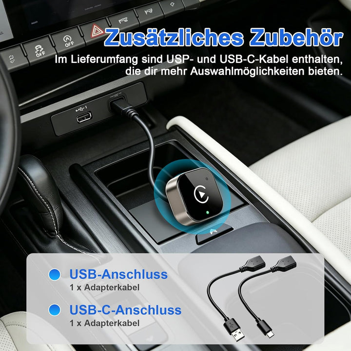 Wireless Carplay & Android Auto Adapter, Wired Auf Wireless für iOS 10+/Android 11+, Plug & Play, ve