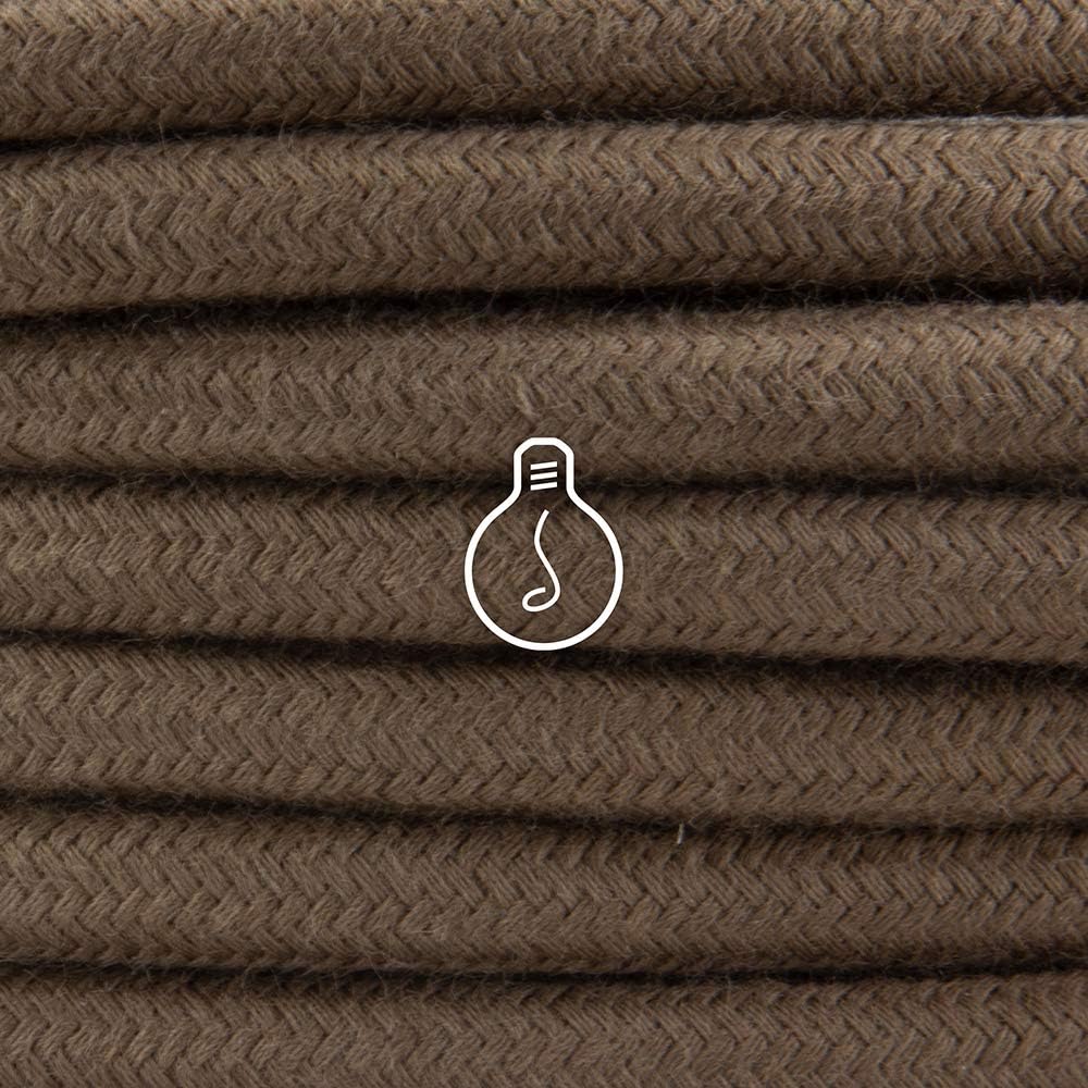 Amarcords - Textilkabel für Lampen BRAUN, rund, Baumwolle, 5 Meter, mit Erdung 3x0,75 - Stoffkabel m