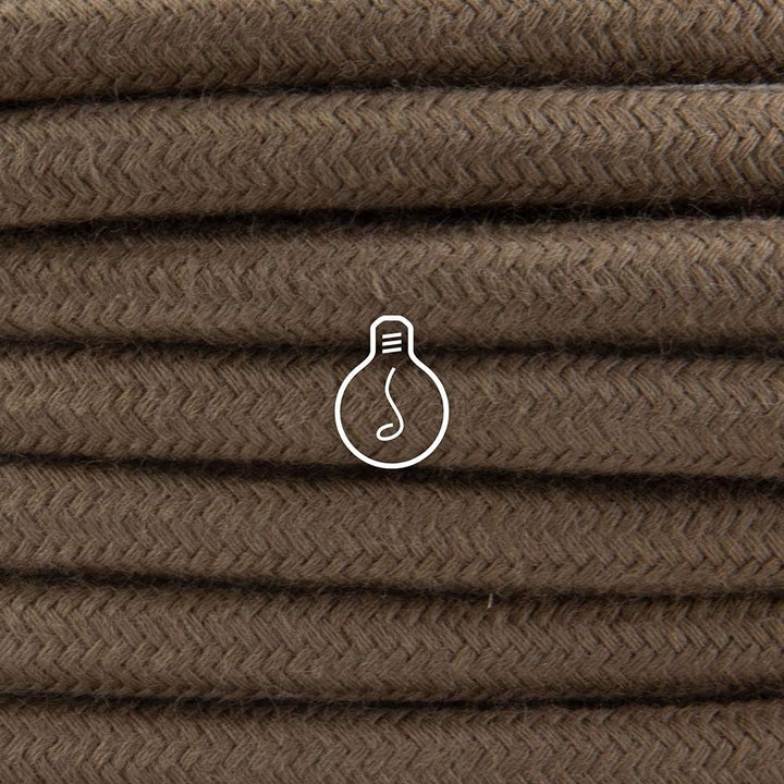 Amarcords - Textilkabel für Lampen BRAUN, rund, Baumwolle, 5 Meter, mit Erdung 3x0,75 - Stoffkabel m
