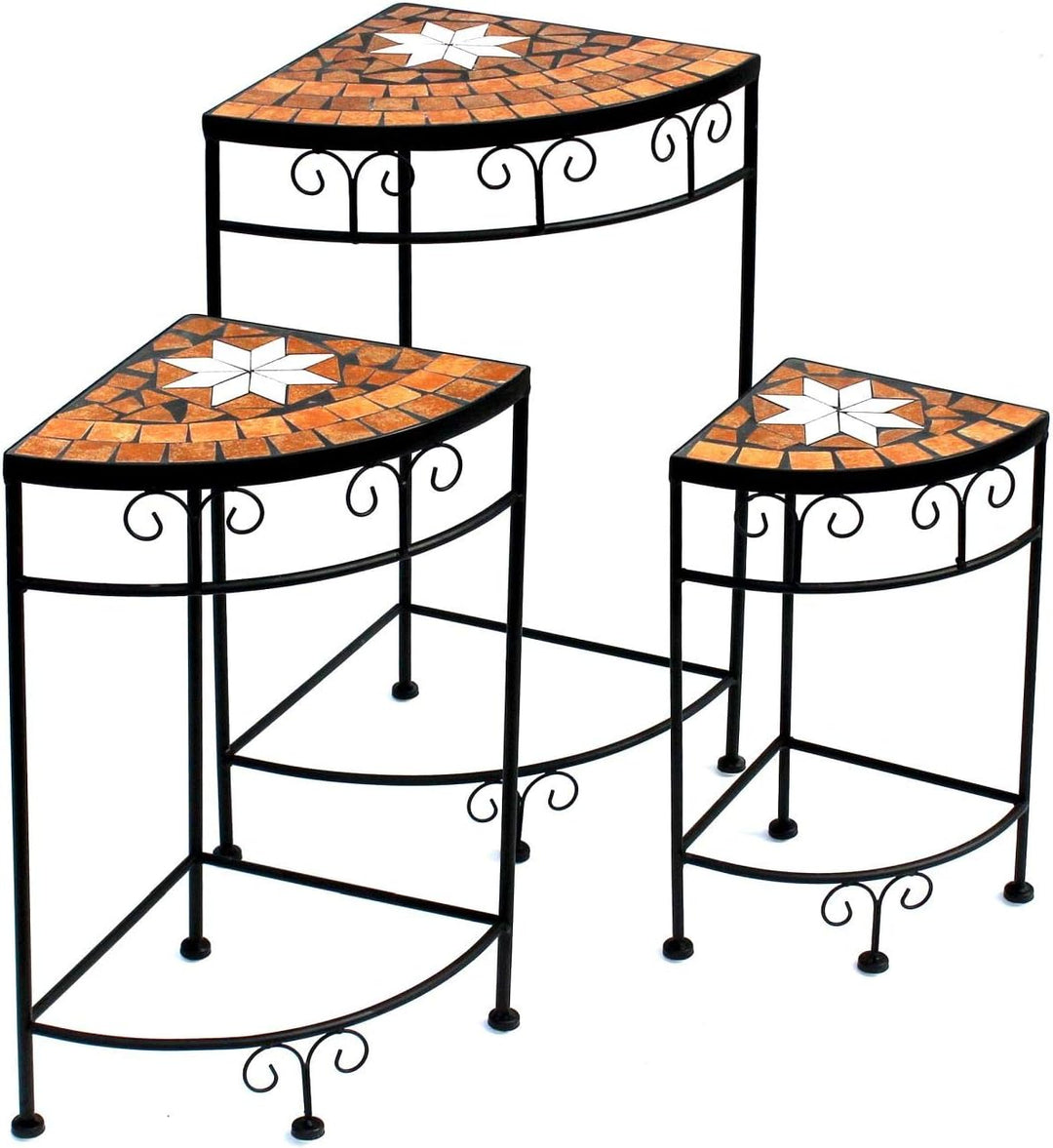 DanDiBo Blumenhocker Merano Mosaik 3er Set 12013 Blumenständer 42, 52 und 62 cm Eckregal