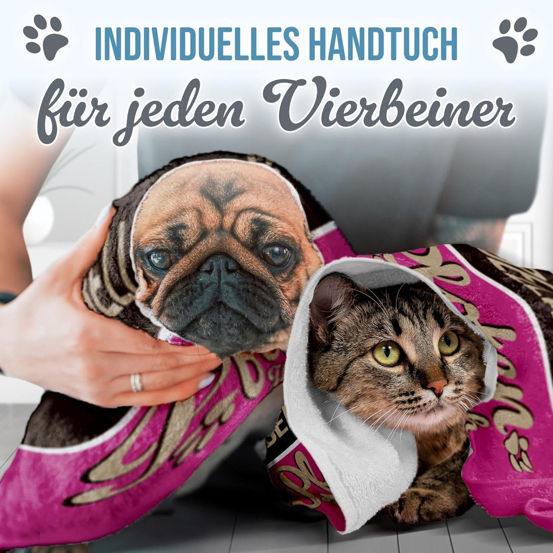 PR Print Royal Personalisiertes Hundehandtuch mit Name selbst gestalten - Pfotenhandtuch - Pfotentuc