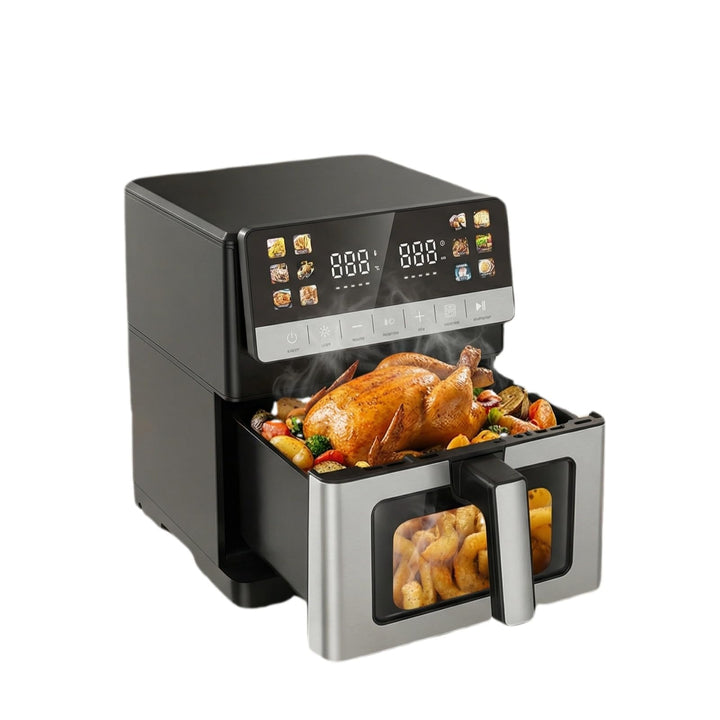 Heissluftfritteuse, 10 Liter XXL Air Fryer, 12in1 Heissluftfritteuse, Zwei Heizelemente Airfryer, To