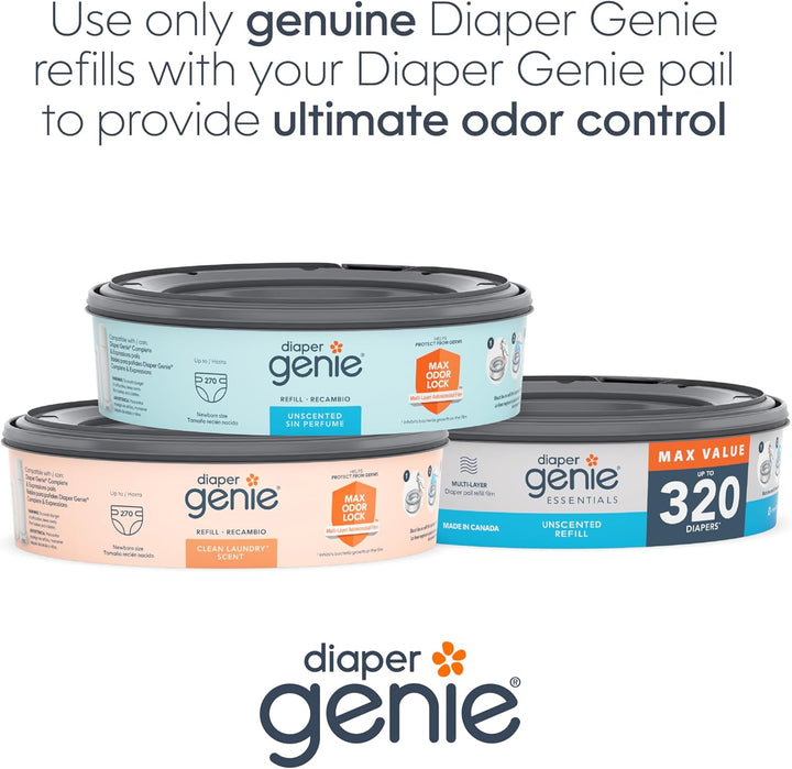 Diaper Genie Essentials Runde Nachfüllpackung, 8er-Pack, für bis zu 2560 Windeln für Neugeborene, mi