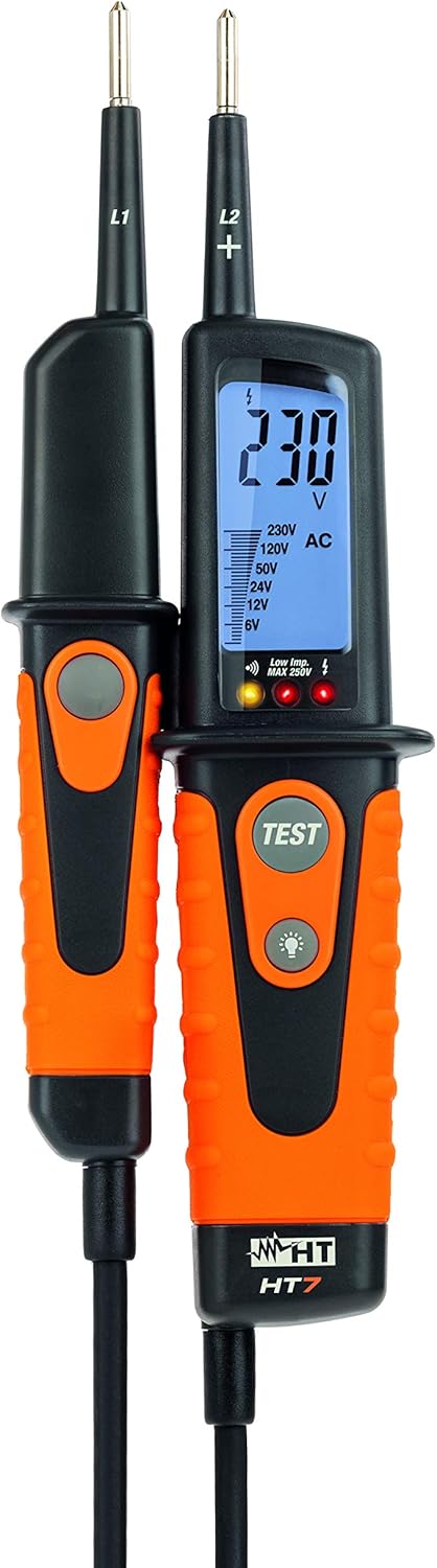 HT-Instruments Digitaler Spannungsprüfer, mit Lastzuschaltung, 0V bis 690V AC/DC, CAT IV 600V, HT7,