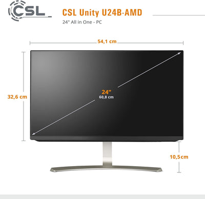 All-in-One-PC CSL Unity U24B-AMD, 60,5 cm (23,8 Zoll, 1920x1080 Full HD) - Leistungsstarker AIO (AMD