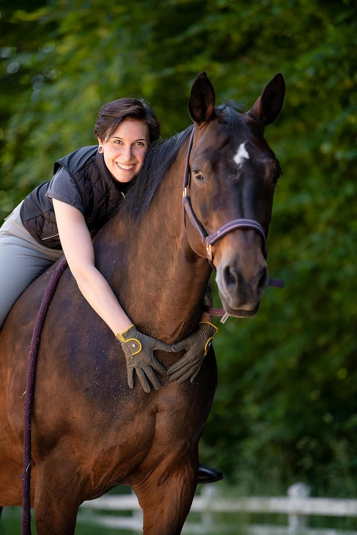 Roeckl Sports Reithandschuh Malta, Turnier Sommer Handschuh, 5 Farben, Grösse 6-10.5 6 Khaki/Senf, 6