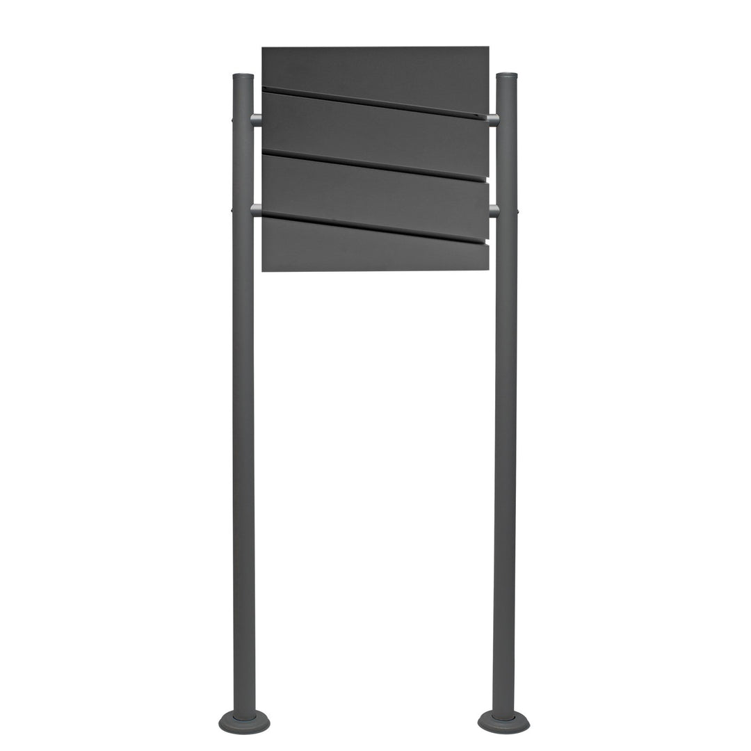 Wiltec Set Designer Briefkasten V16 Anthrazit 370 x 105 x 370 mm mit Ständer, Wandbriefkasten mit Sc