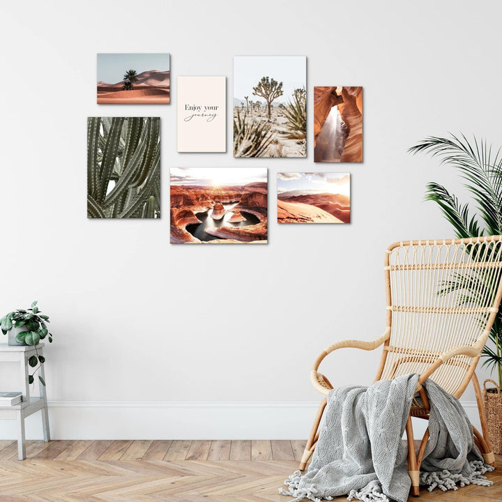 Novart Wandbilder Landschaft Wüste - KOMPLETT AUFHÄNGFERTIG - Natur Wohnzimmer Schlafzimmer- 7 Moder