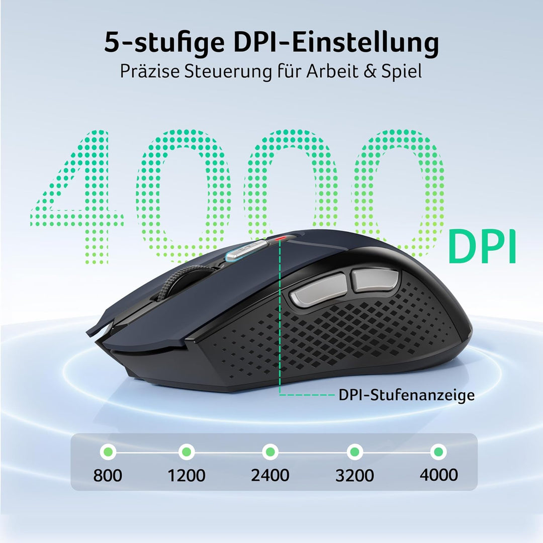 Acer Maus Kabellos 4000 DPI, Wireless Mouse 2,4Ghz mit 5 Einstellbare DPI, Batteriebetriebene Funkma