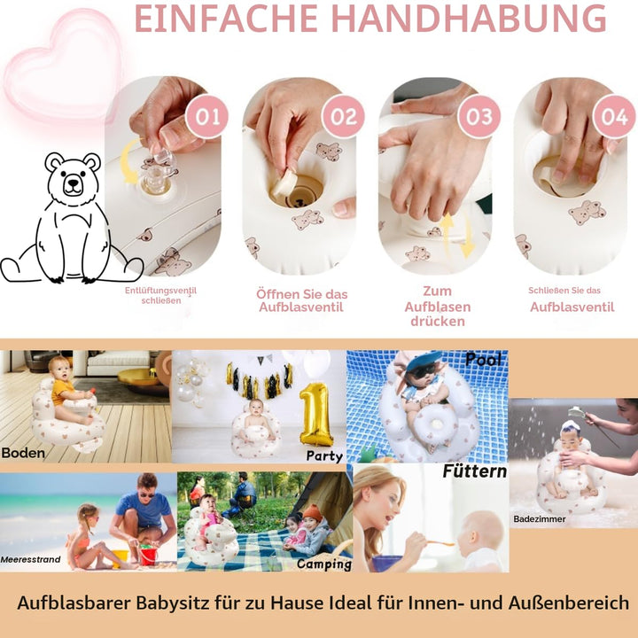 Baby Aufblasbarer Sitz für Babys 3-36 Monate Eingebaute Luftpumpe Säugling Rückenstütze Sofa Kleinki