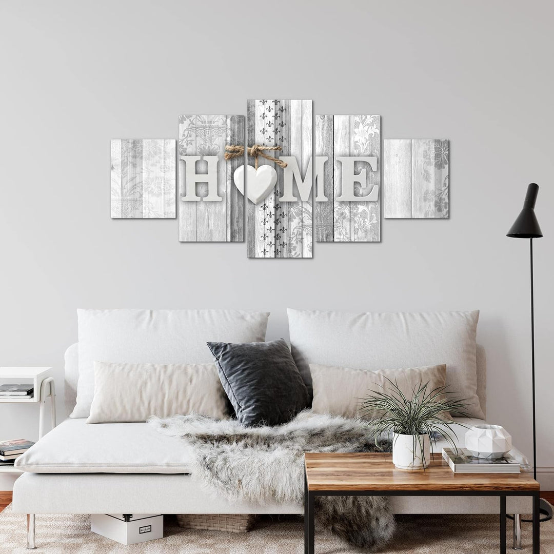 Runa Art Wandbilder Home Holzoptik 5 Teilig Bild auf Vlies Leinwand Deko Wohnzimmer Landhausstil Sch