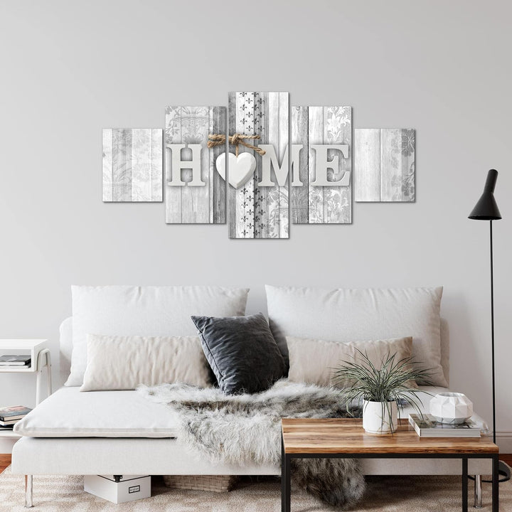 Runa Art Wandbilder Home Holzoptik 5 Teilig Bild auf Vlies Leinwand Deko Wohnzimmer Landhausstil Sch