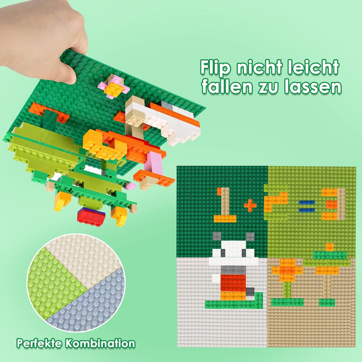 10 Platten-Set Bauplatte Kompatibel mit Lego, 19.2 * 19.2cm, Grundplatte mit 24x24Noppen,Konstruktio